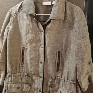 Chico's Striped Utility Jacket in Gray